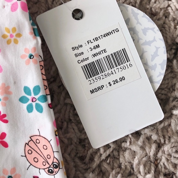 Free Planet White Floral Romper Cotton Pleated Baby Girl NWT - Picture 6 of 8